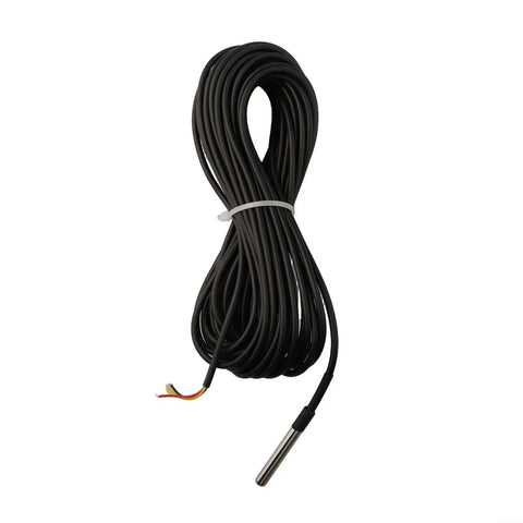 Rugged Stainless Steel Temperature Probe Sensor With 10 Meter Waterproof Cable For Remote Monitoring Gear In Large Industrial Spaces Refrigeration Units Telecom Rooms And Enclosures, coiled cable