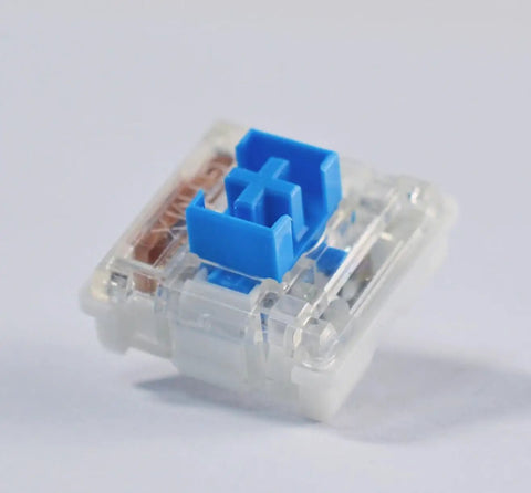 Low Profile Blue Mechanical Keyboard Switches 30 Pack For Hot Swap Keyboards Clicky And Tactile Feedback close-up clear housing