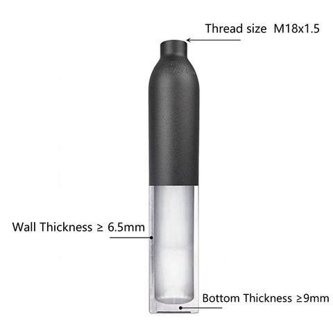 0.5L Aluminum PCP Air Tank For Airguns, Paintball, And Hunting, High Pressure HPA Cylinder With 4500 PSI Max, M18x1.5-6H Thread