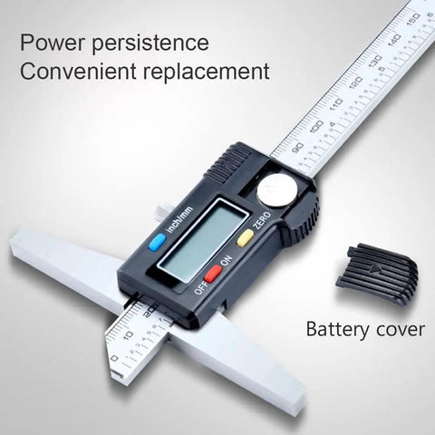 Digital Depth Caliper Gauge 0 To 150mm 0.01mm Resolution Electronic Depth Rule With Stainless Steel Body For Precise Measurements