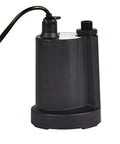 One Quarter HP Submersible Utility Pump With Thermoplastic Build, 31 GPM Flow, black housing, side view