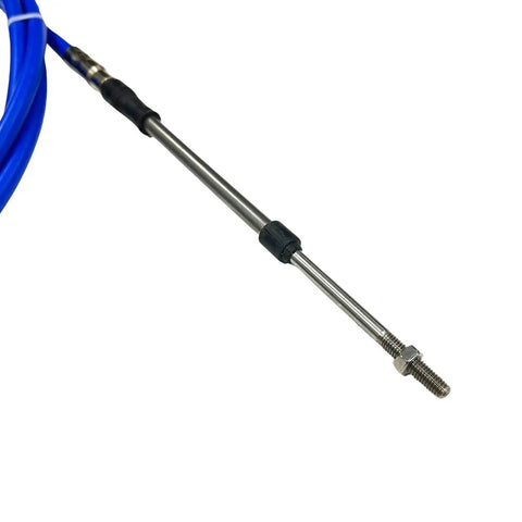 Universal 23 Ft Outboard Shift And Throttle Cable Set For 3300 33C Control Boxes Blue end close-up