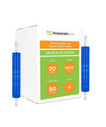 Heavy Duty Dark Blue Stretch Wrap With Built In Core Handles 20 By 1000 Feet Eighty Gauge Super Cling Plastic Film Roll Pack Of Four displayed with rolls.