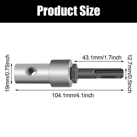 Diagram of 4.1-inch Garden Auger Drill Adapter Kit dimensions with round shank, part of Built Tough 2 Pack for drills.