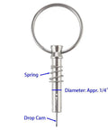 Two Pack Quick Release Pin 1/4 Inch Diameter With Drop Cam And Spring Overall Length 1.66 Inches Usable Length 1 Inch Marine Grade 316 Stainless Steel Bimini Top Pins And Deck Hardware