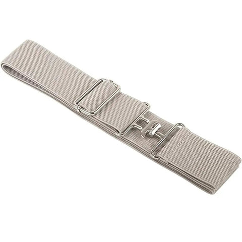 Elastic Horse Riding Belt With Hook Buckle For Stable Comfort Waist Strap For Equestrians And Leisure, grey color, metal closure