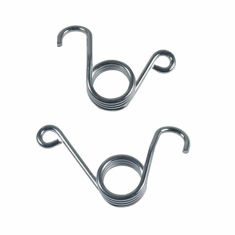 Go Kart Steering Spindle Bracket Set Heavy Duty Five Eighth Inch Axle And Four And A Half Inch Long Brake And Throttle Pedal Kit Fits Predator 212cc 196cc 301cc 420cc Yerf Dog Manco Azusa Go Kart Parts Silver torsion springs close-up.