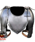 Medieval Iron Gorget And Spaulders Shoulder Armor Set For LARP SCA Knights Handcrafted Steel Pauldrons And Vambrace Pair Neck Protector
