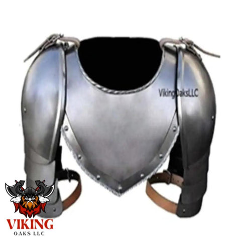 Medieval Iron Gorget And Spaulders Shoulder Armor Set For LARP SCA Knights Handcrafted Steel Pauldrons And Vambrace Pair Neck Protector