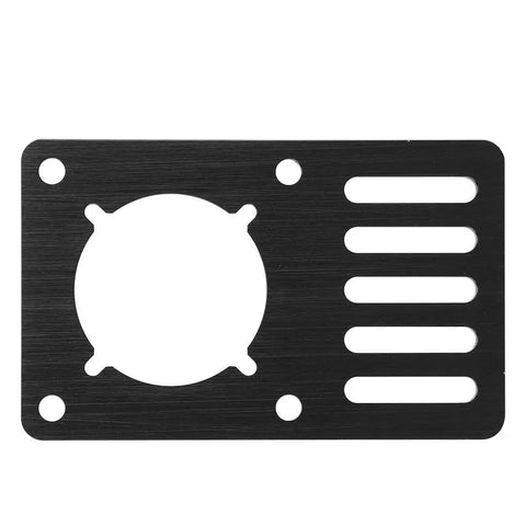 Beefy NEMA23 Stepper Motor Mount Plate For CNC And 3D Printers, black aluminum bracket with adjustable slots, front view.