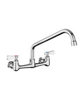 CENOSA Wall Mount Faucet 8" Center, Commercial Sink Faucet with 14" Spout, chrome finish, dual handles, adjustable design.