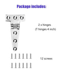 Self Closing Reversible Door Hinge For Marine Use, Heavy Duty T Hinge, Stainless Steel, 4 inch with Screws, Package Includes Hinges and Screws