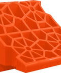Stop N Chock 2 Pack For No Fuss Safe Parking And Easy Stabilization, orange porous PLA wheel chock, 8.5x8.5x6 inches, side view