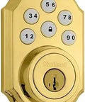 Polished Brass Traditional Smart Door Lock Deadbolt With Keyless Entry, Stores Up To 30 User Codes, Alexa Voice Control Compatible Hub
