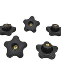 Five Pack 1/4 20 Thread 5 Star Thru Design Knobs No Sweat Tool Free Adjustments Rock Solid Handle Grip Smooth Operation for jigs.