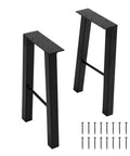 20 Inches Metal Coffee Table Legs Set Of 2 With Pre Drill Holes Industrial Black End Table Bench Leg Supports For DIY Furniture Building Durable Steel For Custom Tables, showing black metal legs with screws