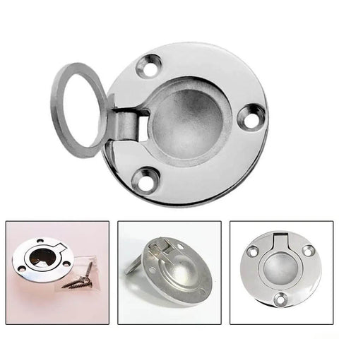 Stainless Steel Round Flush Ring Pull Handle 50mm Diameter For Cabinets Doors And More Chrome Finish Heavy Duty