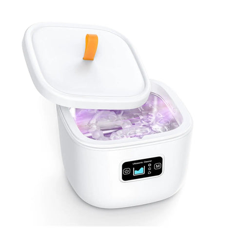 No Sweat Ultrasonic Cleaner For Jewelry Watches And Dentures High Frequency Automatic Bubble Wash Machine In Matte Black with open lid