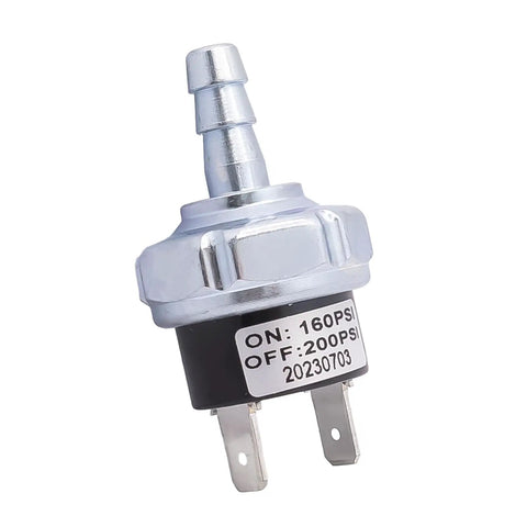 Front view of Air Compressor Micro Pressure Switch N003990 Fits D55168 Types 5 Through 8 160 PSI On and 200 PSI Off Replacement Part.