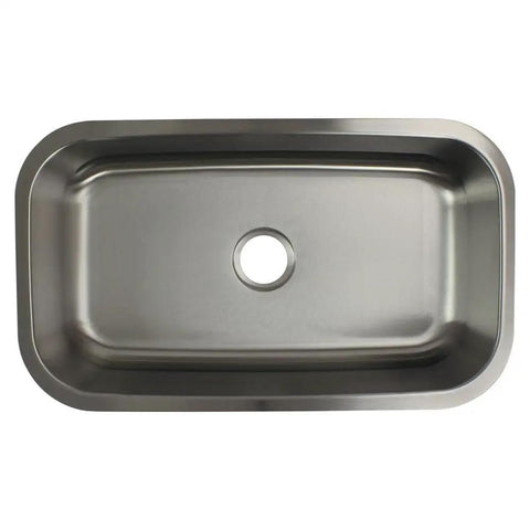 Meridian Undermount Single Bowl 16 Gauge Stainless Steel Kitchen Sink 32 By 18 By 9 Inches Brushed Finish Top View