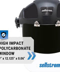 Universal Slot Adapter Safety Face Shield with anti-fog clear polycarbonate window, shade 5 UV IR flip front visor, black.