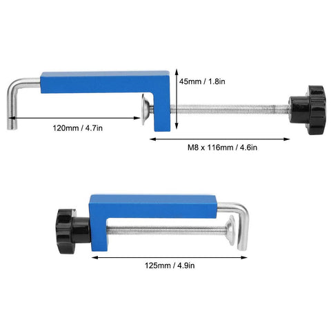 2 Pack 120mm Aluminum Alloy Flexible Clamps For DIY Woodworking And Carpentry Handy Rust Resistant Clamps with dimensions.