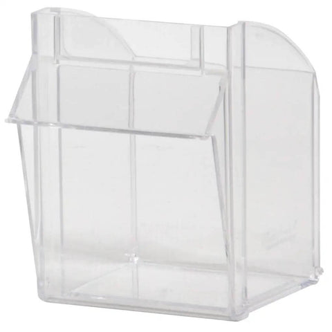 Side view of a clear bin from TiltView Plastic Storage Cabinet With Tilt Out Bins A Versatile Organizer For Home Office School And Workshop Use As A Makeup Organizer Hardware Box Medical Supply Organizer And Teacher Toolbox.
