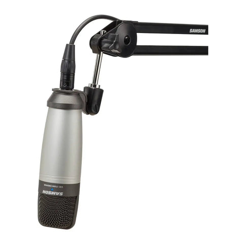 Dope Studio Condenser Recording Microphone With Large 19mm Diaphragm, mounted on boom arm, cardioid pickup, for vocals and podcasts
