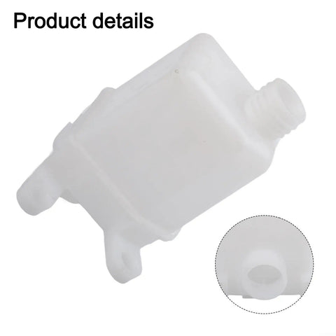 Oil Storage Tank For Outdoor Power Equipment, Plastic Transmission Reservoir, side view showing nozzle and durable plastic construction