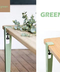 Badass Four Pack Iron Table Legs With Height Adjustment And Built In Leveling Pads For Coffee Dining Tables Or Workbenches Slick F Style Build Makes Any Diy Project A No Sweat Win In Fresh Green, close-up view of leg detail.