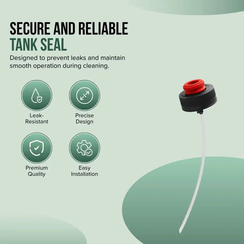 Replacement Cap And Insert For Water Tank For Various Carpet Cleaners Compatible With Models 2505 3624 2458 2891 BGSS1481 And 3194 Easy Fit No Fuss Replacement Improves Performance And Efficiency. Black and red water tank cap with tube, leak-resistant seal