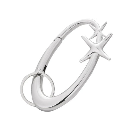 Star Shaped Carabiner Keychain With Belt Loop Clip Silver Cool Durable Stainless Steel Heavy Duty Snap Hook For Everyday Carry