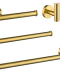 Brushed Gold 5 Piece Bathroom Hardware Set Wall Mounted With 18 Inch Towel Bar 16 Inch Hand Towel Bar Toilet Paper Holder And Two Robe Hooks