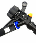 Close-up of a black 20 Pack Adjustable Farm Sprinkler Irrigation System with counterweight arm and diffuser screw for water flow precision.