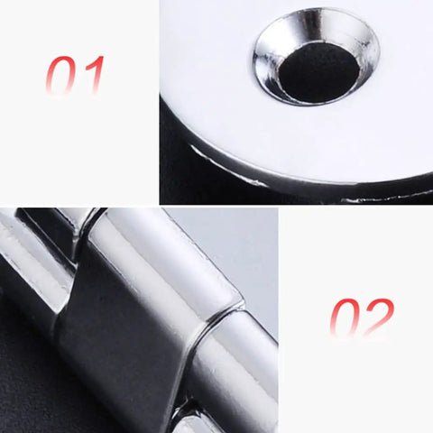 Close-up of Bright Zinc Alloy Dining Table Flap Hinge for Folding Tables highlighting screw hole and joint mechanism.