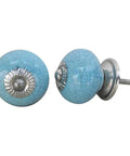 Slick Blue Ceramic Crackle Drawer Knobs For Kitchen Cabinets And Dressers Killer Decorative Cabinet Pulls Set Of 100 Heavy Duty Home Hardware, 1.5 inch knobs with metallic base