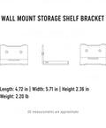 Diagram of Wall Mounted Router And Electronics Mounting Bracket One Piece Construction For A Floating Shelf Setup In Carbon Steel.