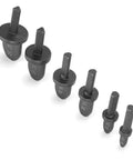 Heavy Duty 6-Piece Pipe Expander Set For Air Con Swaging featuring six sizes of bearing steel swage dies arranged in line.