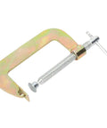 Heavy Duty G Clamp For Woodwork And Welding Fixtures 10 Inch Size With Heat Treated Carbon Steel Body shown from the side.
