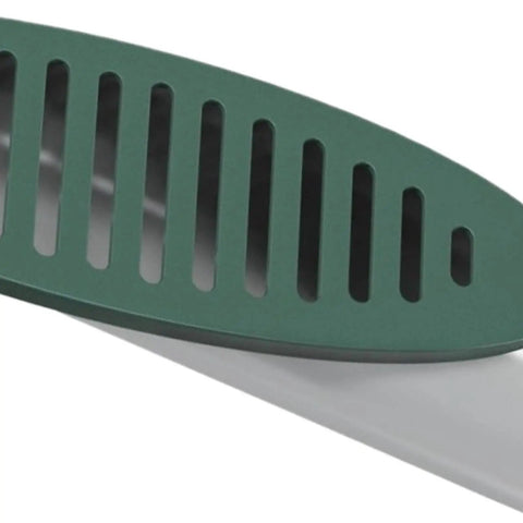 Angled Drainage Grate For Yard And Outdoor Drainage, 4 Inch Emitter Grate With Built In Grille Cover, showing green slotted design