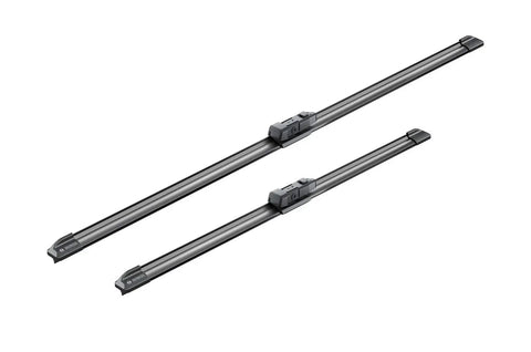 Aerotwin A102S Front Wiper Blades Set 650mm and 475mm for Left Hand Drive EU slick wipe all weather performance shown on white background