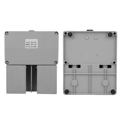 Heavy Duty Foot Pedal Switch 16 Channel Industrial Controller for Electrical Power Supplies and CNC Machines, bottom view.