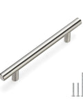 Brushed Nickel Cabinet Pulls 50 Pack Stainless Steel Drawer Handles Easy Install 4 Inch Center To Center Fits Six Point Four Inch Overall Length