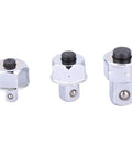 Premium Chrome Multitool Ratchet Wrench With Socket Adapter Set, three chrome socket adapters for heavy duty use.