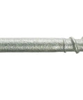 Heavy Duty Galvanized Connector Screws Built Dang Tough For Framing Decks And Ditches Nails Quick One Quarter Inch Hex Head viewed from the side.