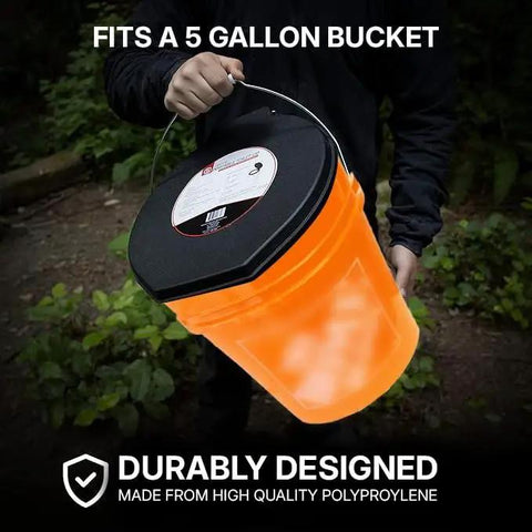 Heavy Duty Portable Camping Toilet Seat With Secure Snap Fit Lid For Standard Five Gallon Buckets And Straight Up Essential Bush Bathroom Gear For Road Trips Hiking Or Bug Out Bags