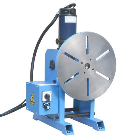 Heavy Duty Rotary Welding Positioner Turn Table With Smooth Variable Speed Control And Kickass Three Jaw Chuck For No Sweat Fabrication Built Like A Tank For Your Garage Setup, featuring a round metal table.