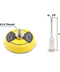 2 Inch Hook And Loop Sanding Pad With One Eighth Mandrel Adapter For Drills And Rotary Tools shown with detailed specs.