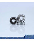 Top Tier Hybrid Ceramic Bearing 3x7 Millimeter ABEC-1 Grade Motor Spindle Runnery low friction Si3N4 balls in a compact design.