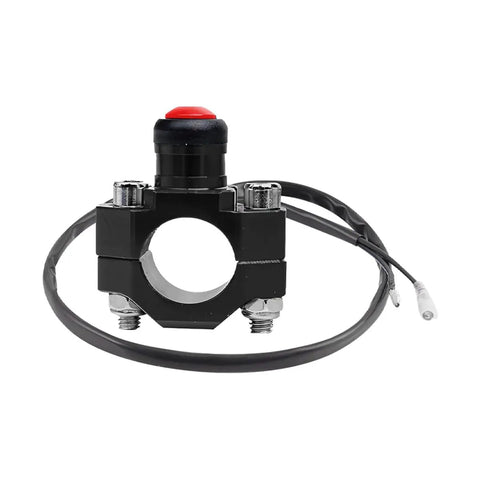 Slick CNC Universal Motorcycle Kill Switch Toggle with red button, aluminum housing, designed for 22mm handlebar mounting.